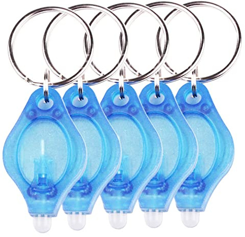 Lot de 5 mini porte-clés LED portables super lumineux pour les zones sombres pour camping/randonnée/marche Bleu