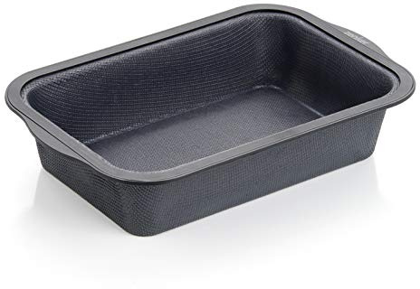 ZENKER Molde Repostería Rectangular Brownie Excellence en silicona reforzada con fibra de vidrio y borde de nailon, negro y gris, 28x18x6cm, 1ud.