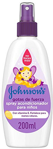 Johnson's Baby Balsamo Spray Gocce di Forza, Balsamo capelli bambini districante con formula Non Più Lacrime, Leave in conditioner rinforzante con Vitamina E per capelli deboli e danneggiati, 200 ml