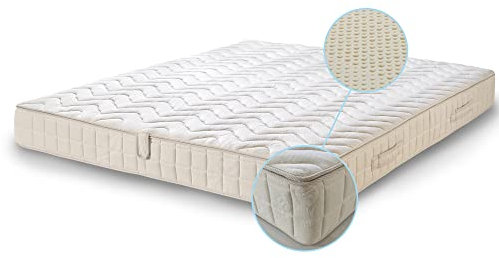 Natura Latexmatratze 80% Naturlatex 7 Zonen Matratze 140x200 H3 Höhe 20cm RG 75 (bis 95kg) DT Baumwoll Bezug (140 cm x 200 cm Härtegrad: H3 (125 kg))
