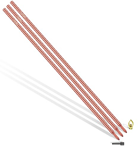 Nucraft Tiefenerder Erder Erdung Staberder Ø14.2mm Kohlenstoffstahl，0.2MM Rotkupfer Beschichtung mit Klemme SET 1M 3M 4M Zusammensetzung (SET 3M Ø14.2 3x1000mm)