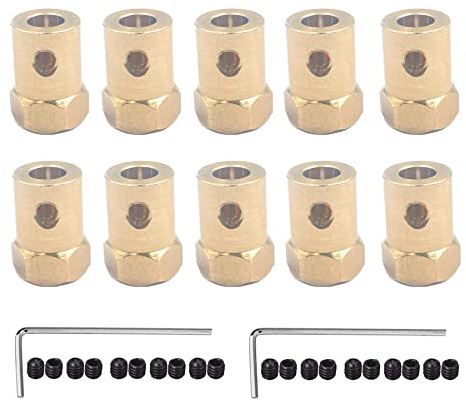 10Pcs 5mm Ottone Esagonale Albero di Accoppiamento Motore Accoppiatore Flessibile Giunto per Albero Motore DC, Robot, Modello di Pneumatici per Auto Albero