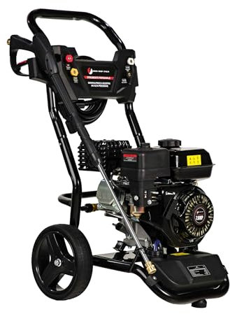 Idropulitrice a Benzina 2600 PSI 195cc Alta Pressione Pulitore a Spruzzo Portatile 7 HP 3400 RPM 180-200 Bar Nero/Rosso