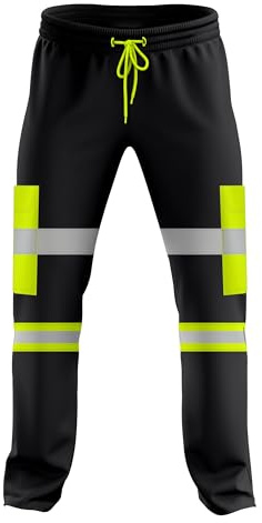 mymixtrendz Mens Hi Vis High Visibility Two Tone Jogging Trousers Bottoms Reflective Tape Cuffed Workwear Joggers