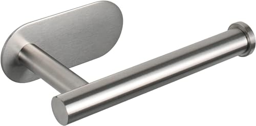 AMNOOL Porta carta igienica, Senza foratura, Per bagno, Acciaio inossidabile nichel spazzolato, Argento, 16 x 8 x 4.25 cm