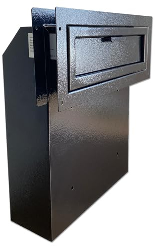 Through The Door Mail Drop Box - 1.5mm Steel Payment Dropbox - Door Mount Theft Proof Mailbox - Locking Deposit Drop Box for Night Key, Deposit, Cash, and Rent, Black