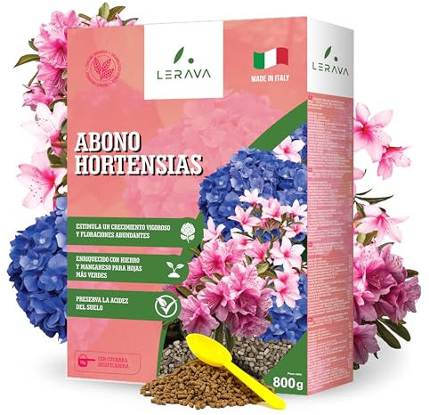 LERAVA Concime Acidofile (4x800 g) - Fertilizzante biologico per ortensie, rododendri, azalee, camelie e gardenie - Promuove crescita vigorosa - Con microelementi essenziali
