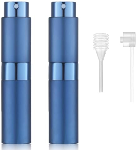 YUYUE-YY 2PCS 8ML Travel Perfume Atomiser Refillable - Mini Size Perfume Travel Bottle Spray Bottle - Easy to Refill Empty Atomiser Bottle for Purse, Handbag, Pocket and Luggage (Blue)