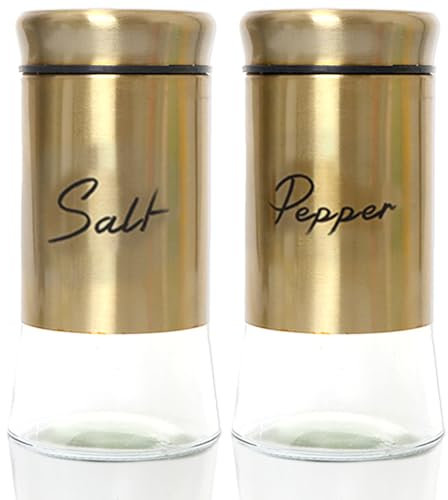 Ensemble salière et poivrière en verre de 150 ml avec couvercles en acier inoxydable rechargeable Doré
