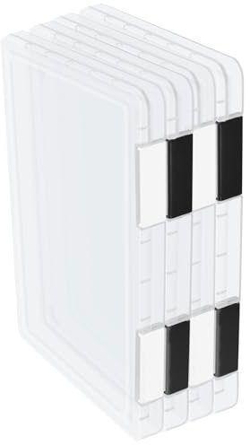 Volumoon 4 Pièces Boite de Rangement A4 Plastique, Boîte de Stockage pour Documents, Magazines, Albums de Scrapbooking et Photos