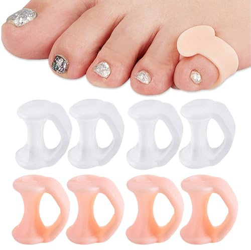SIRLOMU 8 piezas Corrector de Hallux Valgus para prevenir dedos superpuestos y proteger, separadores y correctores del pie, dedos pie silicona, toe separator, enderezadores de gel (2 colores)