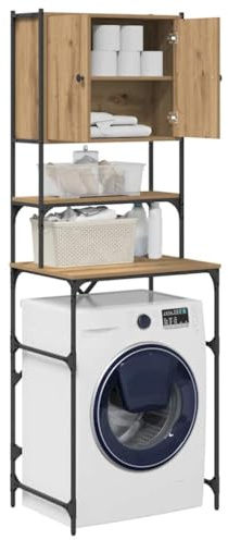 vidaXL Armario para Lavadora Roble Artesanal 68 x 48,5 x 194 cm, Soluciones de Almacenamiento para la Sala, Mueble Rectangular Moderno, Organizador de lavandería, Duradero y ahorrador de Espacio