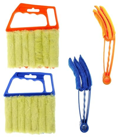 4 Pcs Blind Cleaner Tools, 2-in-1 Window Blind Duster, Include 2pcs 7 Finger Blinds Duster Brush and 2pcs Shutter Cleaner Brushes, Cleaners Brush for Car AC Vent, Window and Air Conditioner Blinds