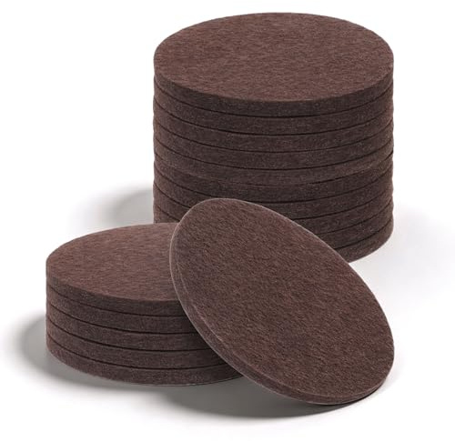 16 PCS 3 Round Felt Furniture Pads, Self-Adhesive Floor Protectors for Chair Legs 5mm Thick Non Slip Furniture Pads for Hardwood Floors Tables Feet Sofas Brown