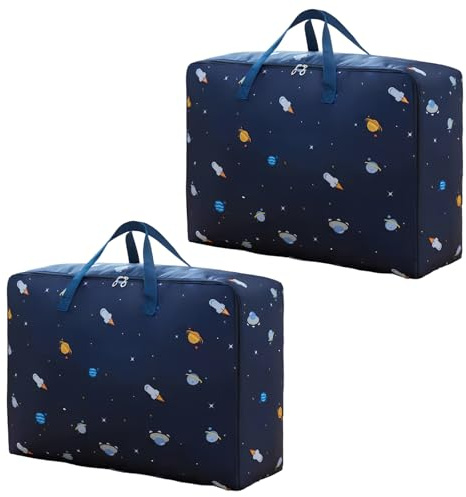 2 Pcs Borse Stoccaggio Vestiti Grande Borsa di Stoccaggio con Cerniera 105L Armadio Sottoletto Sacco Piumone Borsa Impermeabile Borse Trasloco per Biancheria da letto Trapunte Cuscini Coperte (B)