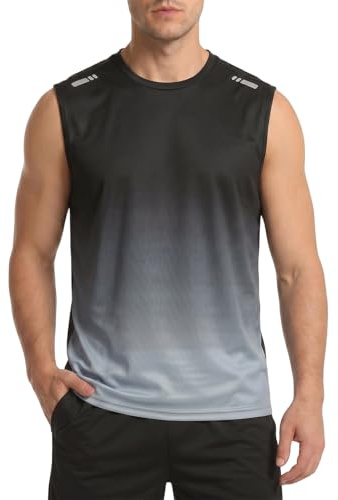 Donason Canotta da Uomo Senza Maniche in Rete Traspirante Sportiva Canottiera Asciugatura Rapida Sportive Maglietta Funcional con Striscia Riflettente per Palestra Corsa Bodybuilding Allenamento