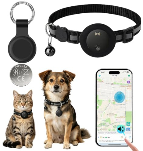Cat GPS Tracker No Subscription Required Cat Collar Tracker Supports Android & iOS Dog Tracker with No Monthly Fees Activity History GPS Dog Tracker Real-time Location Tracking-Black