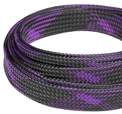 5M PET-isolerad kabelhylsa 2-30 mm expanderbar högdensitetsflätad hylsa trådvävslang(Black Purple,6mm)