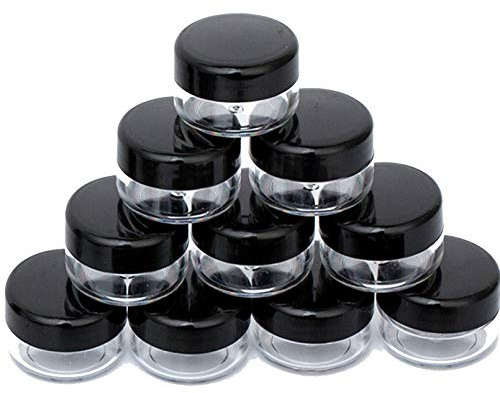 ZEJIA 10 Gram Sample Containers, 20 Count Cosmetic Containers with Lids, Refillable Empty Sample Jars, Small Plastic Containers with Lids (Black)