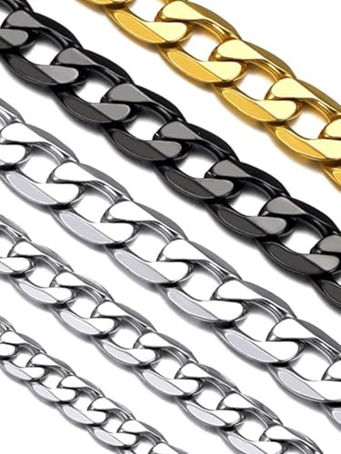Suplight Panzerkette Herren Edelstahl 4mm Cuban Link Chain 61cm lang Halskette Silber Kette für Damen Jungen Kinder Rapper Klassische Gliederkette Ersatzkette Accessoire Unisex Modeschmuck