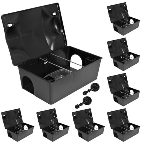 8 x Köderstation Ratten Set Köderbox Garten Mausfalle Mäuse Rattenköderbox Box Rattenköderstation Rattenfalle Kinder- Haustiersicher Koederbox Gift Petigi