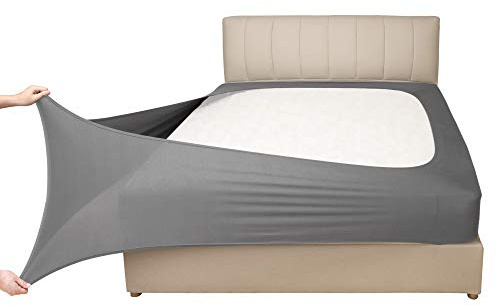 Mrs Awesome Stretch Jersey Box Spring Cover Wrap Around, Bed Skirt Alternative, Ultra Soft & Wrinkle Resistant, King/Cal King, Light Gray | Stretch Jersey,Wrap Around，Ultra Soft，Non-Slip Snug Fit,Wrinkle Resistant Bed Skirt Alternative for Box Spring