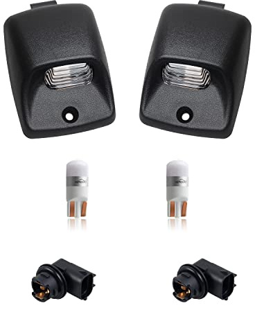 HERCOO LED License Plate Light Lens Tag Lights Rear Lamp Socket White Bulbs Assembly Compatible with Toyota Tundra 2002 to 2013, Tacoma 2005 to 2015 Pickup, 6000k White