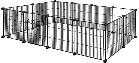 XMTECH Freilaufgehege Freigehege Kaninchen, Kleintiergehege aus Metall Hasenstall Kleintierauslauf Kaninchenstall für Hasen Hamster Kaninchen, 142 x 72 x 36 cm