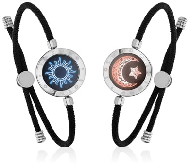 TOTWOO Bracciali per Coppie con Collegamento Bluetooth Uno a Uno tramite App, Luci e Vibrazione al Tocco – Regalo Romantico per Relazioni a Distanza, in Acciaio Inossidabile 316