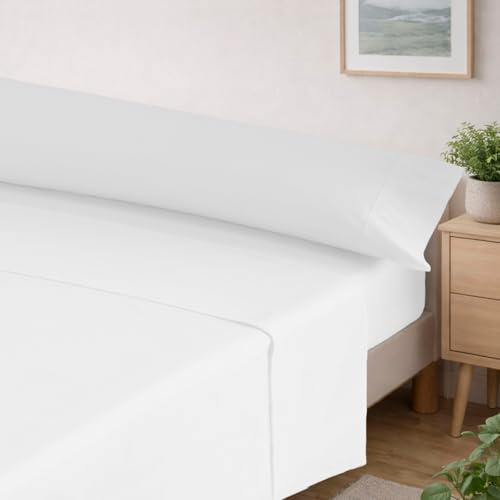MERCURY TEXTIL- Juego de sábanas de Verano (Cama 135, Blanco) | Entretiempo, Estampadas, Ropa de Cama Juego de 3 Piezas, 100% Microfibra. Modernas, Tacto Fino y Suave