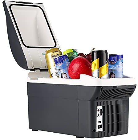 Auto-Kühlschränke, 8 l Auto-Kühlschrank, geräuscharmes Design, kleiner Kühlschrank, Halbleiter, energiesparend, 12 V, heiß und kalt, tragbarer Auto-Kühlschrank mit doppel