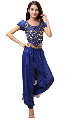 Grouptap Disfraz de bharatanatyam de Bollywood para danza del vientre, 2 piezas, para mujeres y niñas