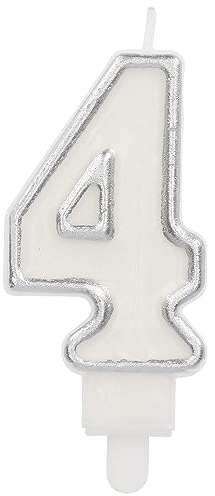 Folat Candele Simply Chique Silver Numero 4-9 cm-Decorazioni Torta adatto Feste di Compleanno, Anniversario, Matrimonio, Baby Shower, 24164