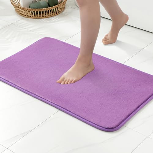 MIULEE Badematte Memoryschaum Badteppich Memory Foam Badezimmerteppich Duschvorleger Teppich Badvorleger Duschmatte Deko Fussmatte rutschfeste Matte für Badezimmer Wohnzimmer 40x60cm Helllila