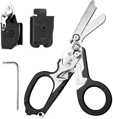 Forbici per trauma multitool con 6 pratiche funzioni, pinze pieghevoli in acciaio inox, forbici di emergenza, forbici Raptor Response, servizio di soccorso Raptor con fondina, strumenti di soccorso