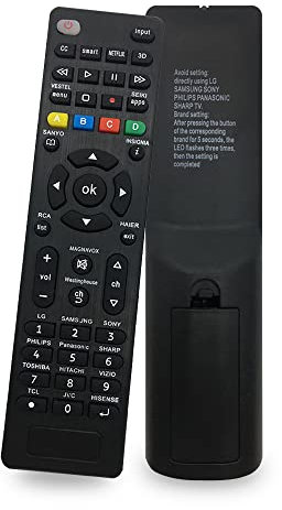 Telecomando TV Universale per LG/Samsung/Sony/Philips/Panasonic/JVC/Hitachi/TCL/Toshiba/Hisense/Haier Smart TV