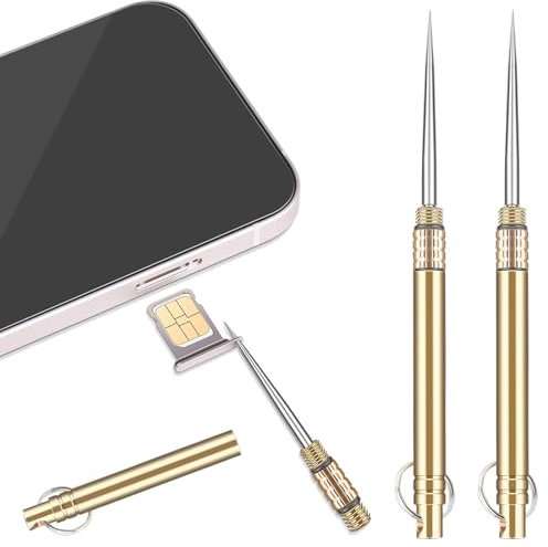 Ulawellor Herramientas de Extracción de Tarjeta SIM,Pin de Eyector de Bandeja de Tarjeta SIM con Llavero,Palillos de Dientes Portátiles de Metal para Aire Libre,2 Piezas