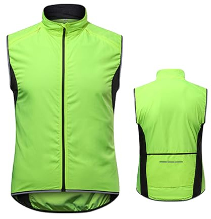 MODRYER Chalecos De Ciclismo para Hombre Reflectantes De Alta Visibilidad para Bicicleta De Montaña Resistentes Al Viento Impermeables Sin Mangas para Correr Montar En Bicicleta,Green-5XL