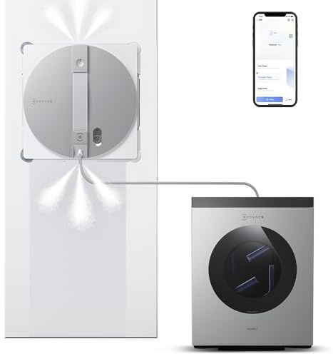 ECOVACS WINBOT W3 Omni Robot Window Cleaner with Auto-Clean & Multi-Functional Station, Win-SLAM 5.0 Smart Navigation, Intelligent Cleaning with Triple Spray System, 12-Level Protection