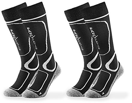 Black Crevice - Calcetines de esquí para adultos, 2 pares, Otoño-invierno, 31-34 - Calcetines de esquí (2 pares), color blanco y negro, Hombre, color blanco/negro, tamaño 31-34