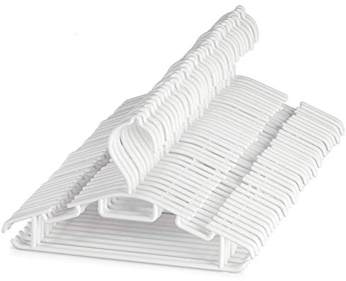 ilauke Kinder Kleiderbügel, 60 Stück Weiß Babykleiderbügel 30cm, Rutschfester Kunststoff Kinderkleiderbügel mit 5 Platzsparend Kleiderbügelketten für Babyklamotten Kinderkleidung