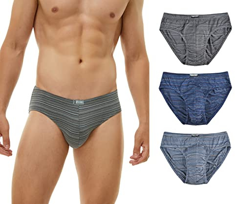 KNITLORD Men's Bamboo Briefs Slips Underwear Classic Soft Underpants No Flront 3 or 4 Pack (M)