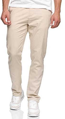Indicode Herren Bryne Stoffhose aus Baumwolle & Leinen | Herrenhose Freizeithose Männer Fog, L