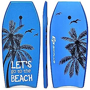 GOPLUS Bodyboard mit Fuß - Zugseil, Schwimmbrett Erfüllt mit EPS Schaumstoff, Surfboard bis zu 85 kg Belastbar, Auch als Schwimmhilfe mit Einer Größe von 105 x 51 cm, Verschleißfest (Blau)