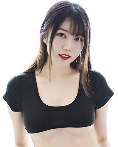SINMIUANIME Femmes Sous-vêtements Crop Top Lingerie Chemise Lolita Anime Cosplay Costumes Débardeurs Soutien-gorge Chemisier - noir - Taille Unique