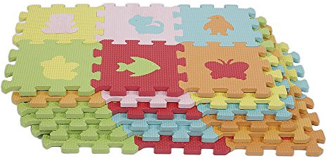 XUANYU Kinder Puzzlematte 72 Teile Spielmatte mit Tierische Bild Bodenschutzmatte Dicke 0,9 cm (15×15 cm/Teilige)
