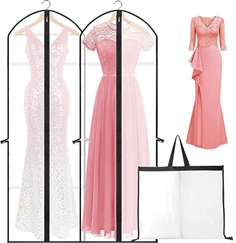 2 Stück Kleidersack Lange Hochwertiger Kleidersäcke,180x60cm Atmungsaktiver Stoff Anti-Staub Hochzeitskleid Displayschutzfolie Abdeckung,für Kleider Mäntel Abendkleider Anzugsack Aufbewahrung