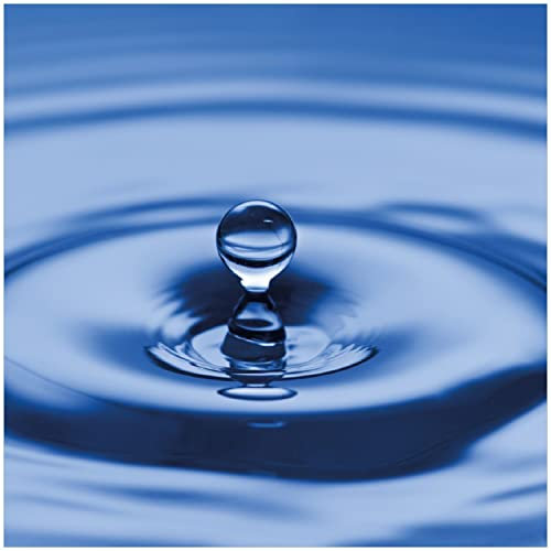 Wallario Glasbild Wassertropfen im blauen Wasser - 30 x 30 cm Wandbilder Glas in Premium-Qualität: Brillante Farben, freischwebende Optik