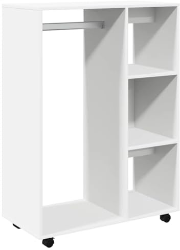 vidaXL Wardrobe Home Bedroom Furniture Accessories Shelf Hanger Clothes Organiser Storage Cabinet Cupboard Shelving Unit White Engineered Wood