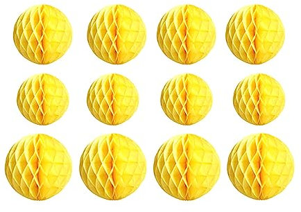 12 bolas de panal de abeja para decoración de fiesta de 4, 8, 10 pulgadas, pompones, bolas de flores colgantes para baby shower, cumpleaños, boda, guardería, decoración de pared (4, 8, 10 pulgadas